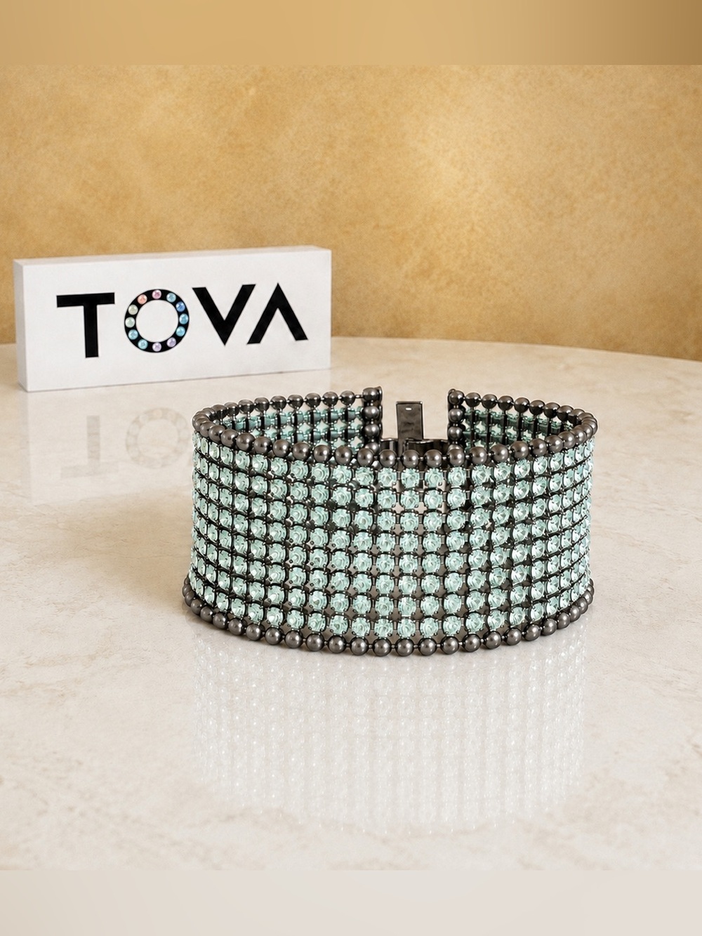NWT TOVA pastel mint crystal Multi-Strand cuff.
